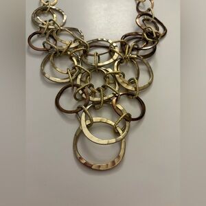 Vintage Chicos Hammered Large Link Elegant Gold and Bronze Chain Necklace